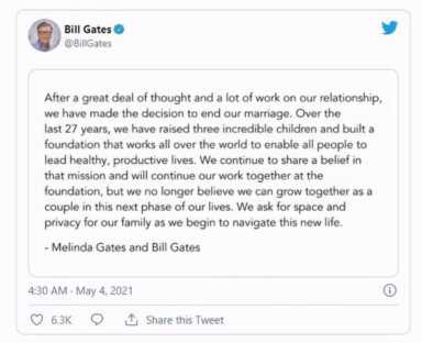 比尔盖茨宣布离婚,比尔·盖茨为什么宣布离婚插图1 比尔盖茨宣布离婚,比尔·盖茨为什么宣布离婚