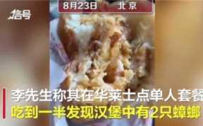网曝华莱士汉堡中吃出蟑螂
