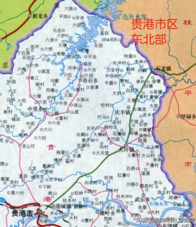 贵港社区 ，各乡镇人口与土地的比例