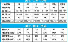 女士裤子尺码对照表，服装标准码尺寸对照表